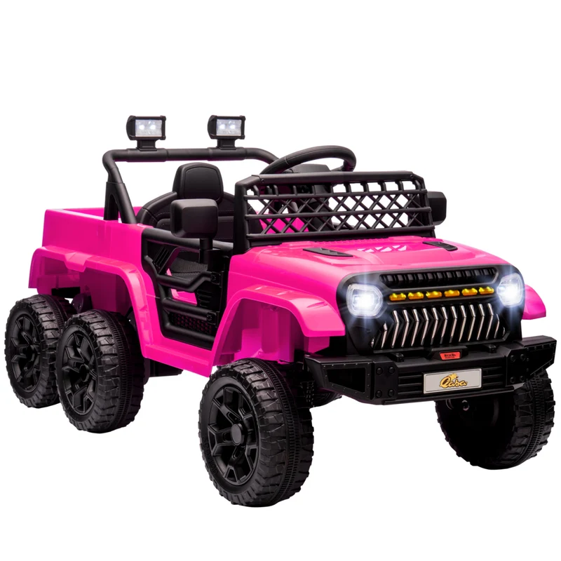 Qaba 12V 7A Kids Electric RC Car w/ 4WD/2WD Switch - Pink