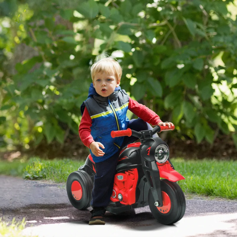 Qaba 3 Wheels 6V Kids Electric Motorcycle with LED Headlight - Black