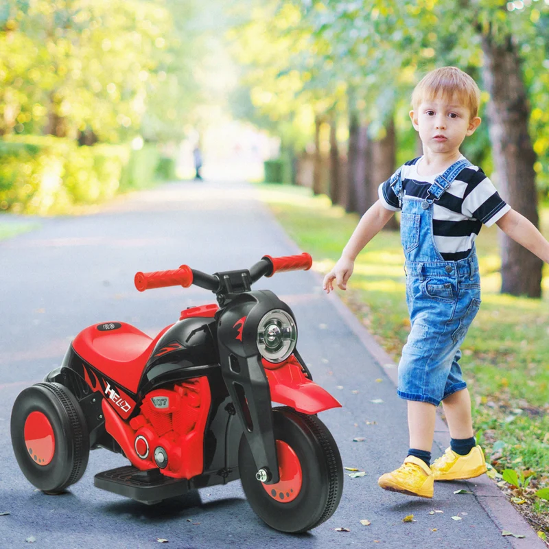 Qaba 3 Wheels 6V Kids Electric Motorcycle with LED Headlight - Black