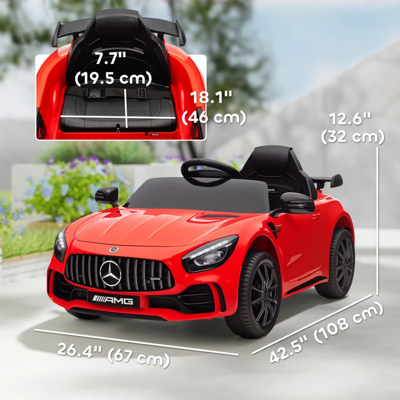 Qaba - Voiture RC électrique pour enfants sous licence Mercedes-Benz 12V - rouge