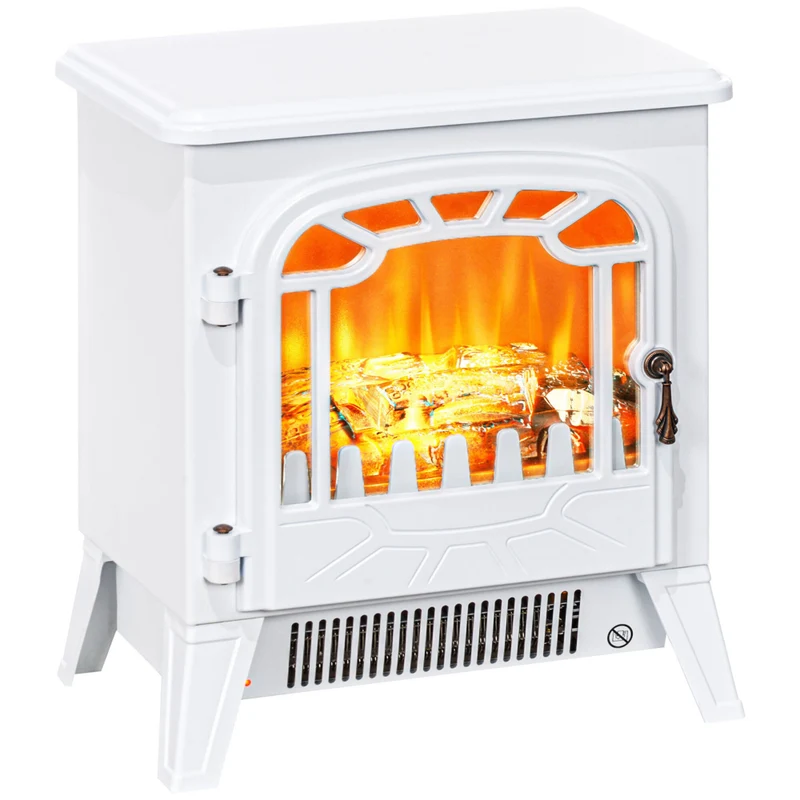 HOMCOM - Foyer électrique portatif sur pied 14 po, 750/1500 W, blanc