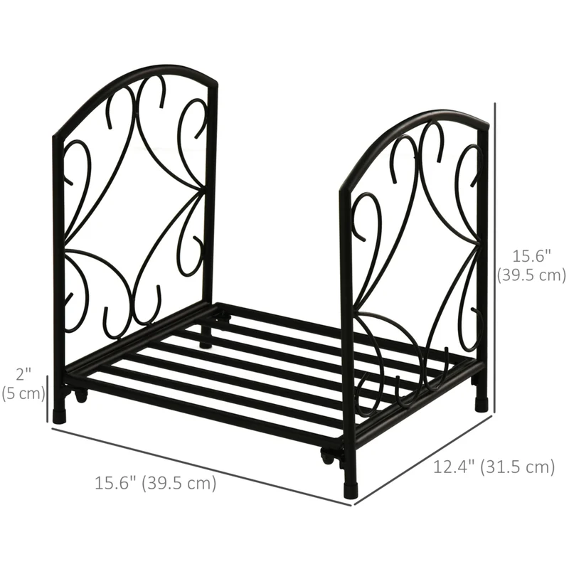 Outsunny - Porte-bûches extérieur- support à bûches en métal 16 po- noir