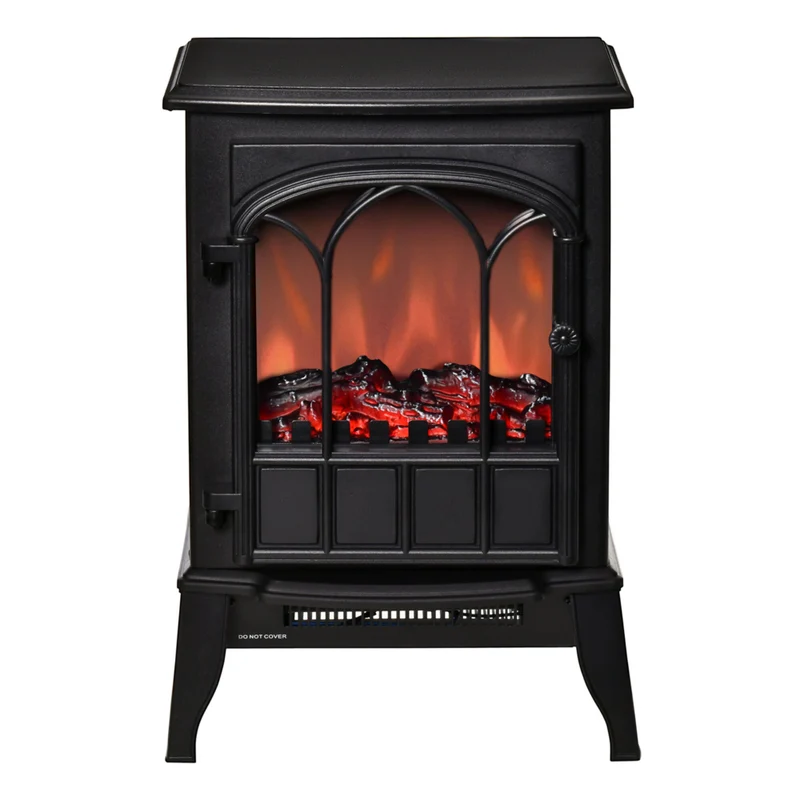 HOMCOM Freestanding Electric Fireplace Heater with LED Flame - Black