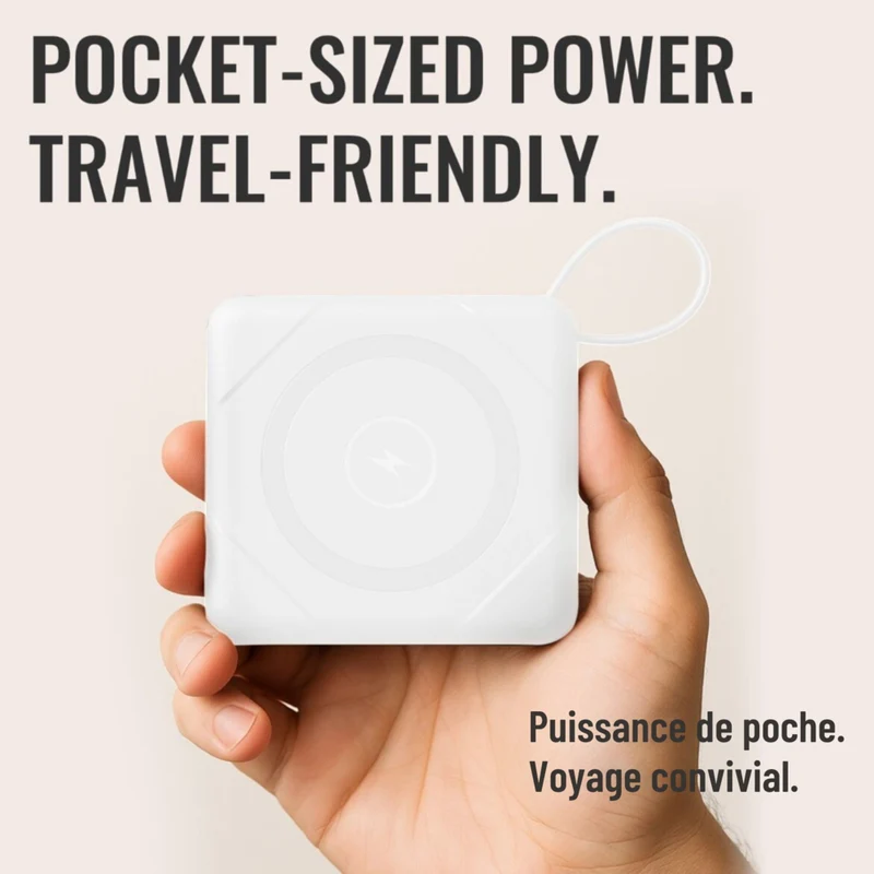 Uncaged Ergonomics 7-in-1 10,000 mAh Magnetic Wireless Charging Portable Power Bank - White