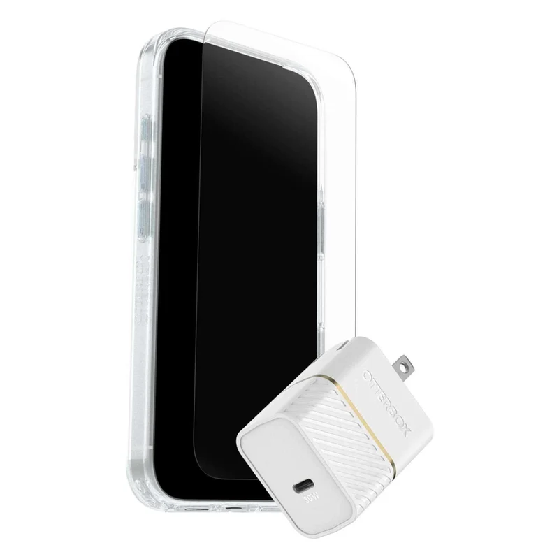 OtterBox Protection+Power Kit (Symmetry Clear Compatible with MagSafe with Glass + Wall Charger 30W) for iPhone 17 Pro - Clear