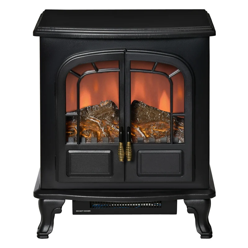 HOMCOM Freestanding Electric Fireplace with LED Flame Effect - Black