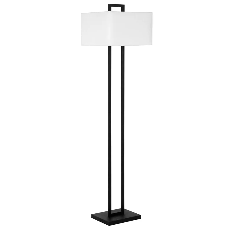 Hudson&Canal - Lampadaire Adair de 172 cm de haut avec abat-jour en tissu - Bronze noirci/blanc