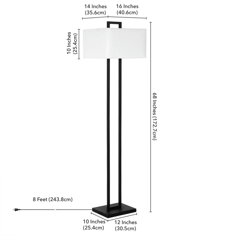Hudson&Canal - Lampadaire Adair de 172 cm de haut avec abat-jour en tissu - Bronze noirci/blanc
