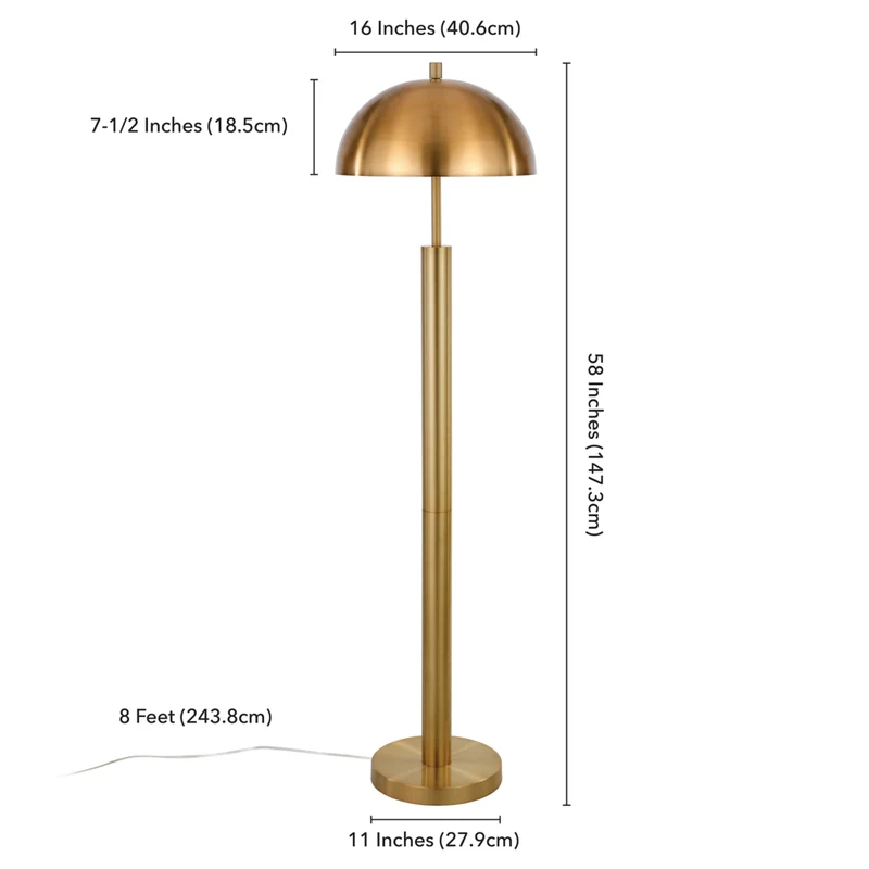 Hudson&Canal York 58" Tall Floor Lamp with Metal Shade - Brass/Brass