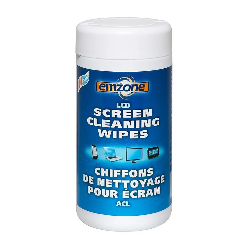 Emzone LCD Screen Cleaning Wipes in Tub - 100 Wipes/Tub - 12 pack
