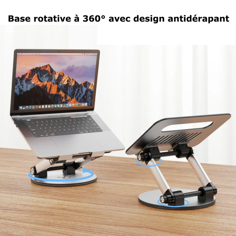 MyBat - Pied d’ordinateur portable ergonomique MyBat Pro à bouton-poussoir - compatible 10–17,3″, en alliage d’aluminium