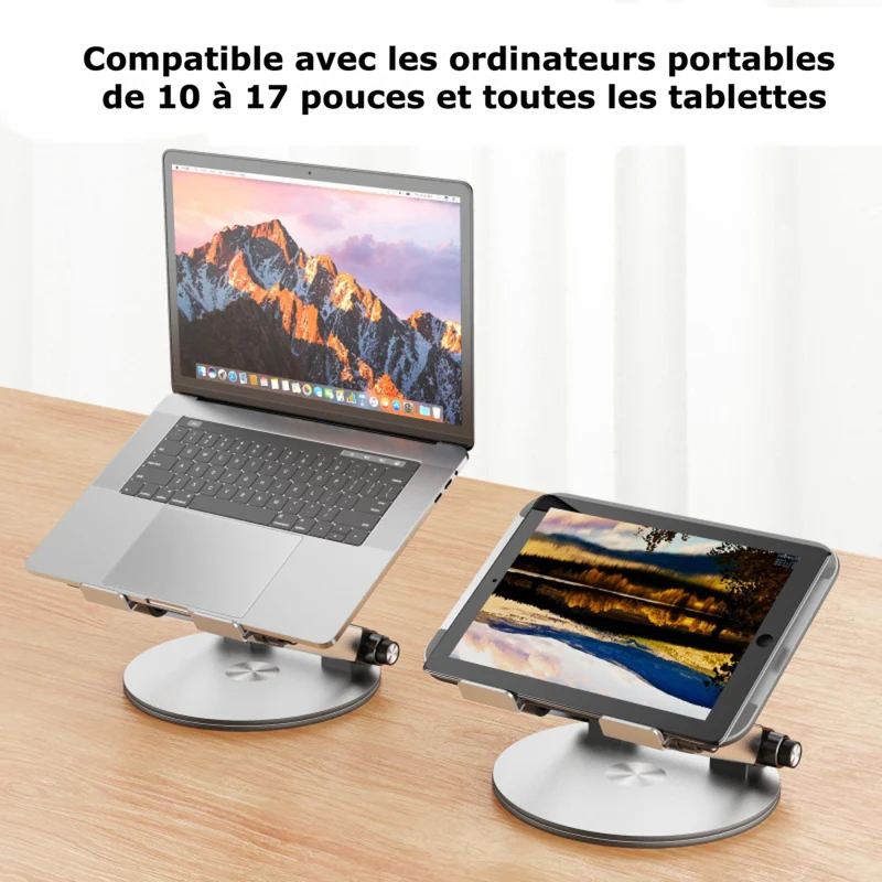 MyBat - Pied d’ordinateur portable ergonomique MyBat Pro à bouton-poussoir - compatible 10–17,3″, en alliage d’aluminium