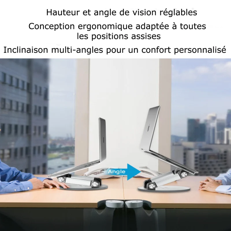 MyBat - Pied d’ordinateur portable ergonomique MyBat Pro à bouton-poussoir - compatible 10–17,3″, en alliage d’aluminium