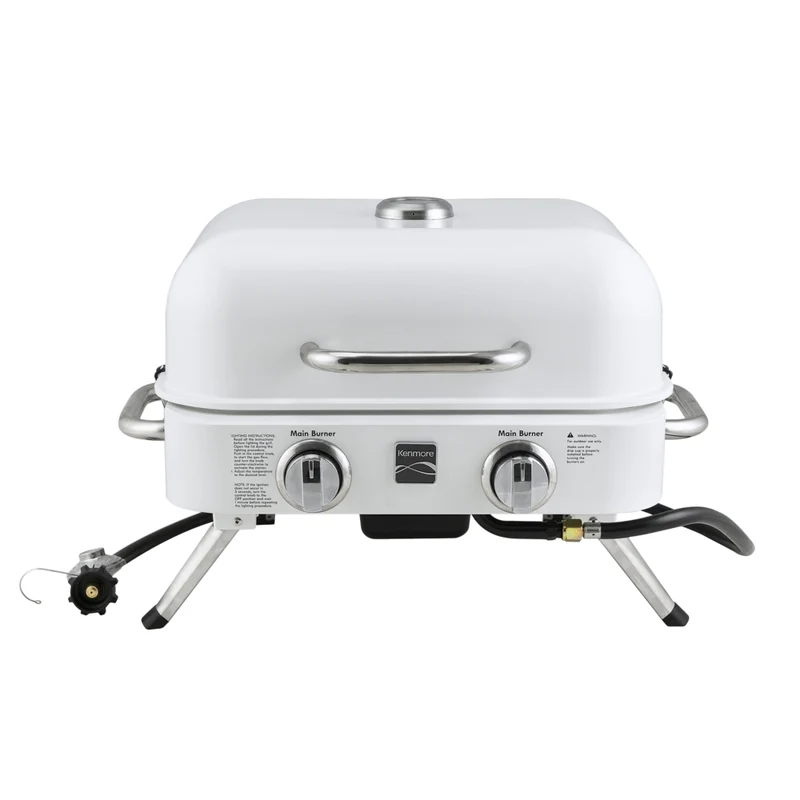 Kenmore - Barbecue de table rétro à 2 brûleurs - perle