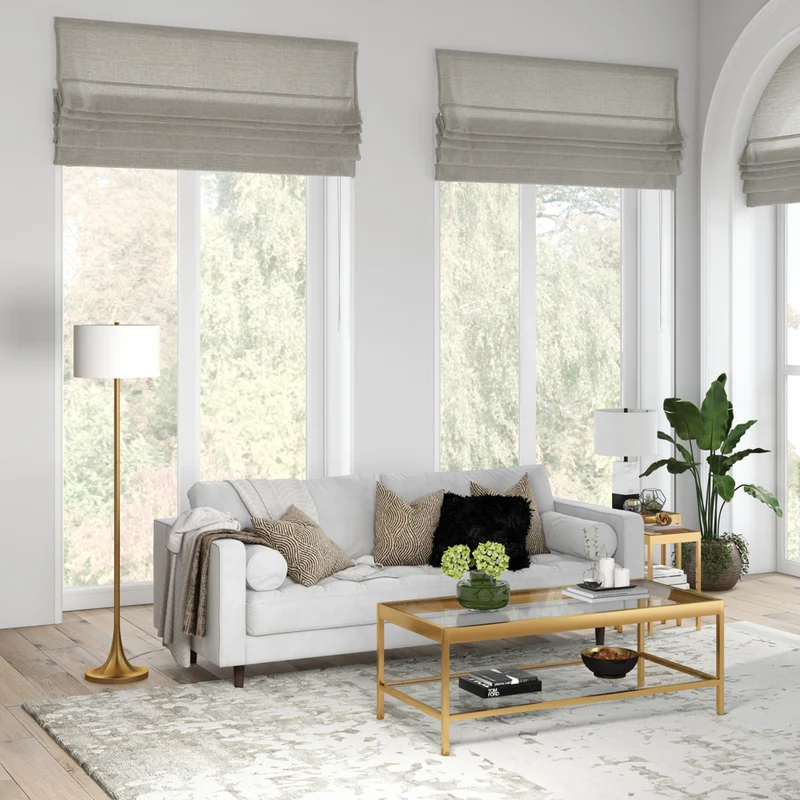 Hudson&Canal - Lampadaire Josephine de 157 cm de haut avec abat-jour en tissu - Laiton/Blanc