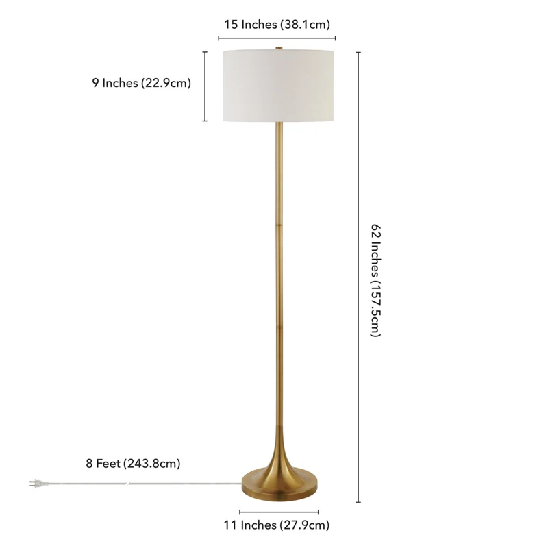Hudson&Canal - Lampadaire Josephine de 157 cm de haut avec abat-jour en tissu - Laiton/Blanc