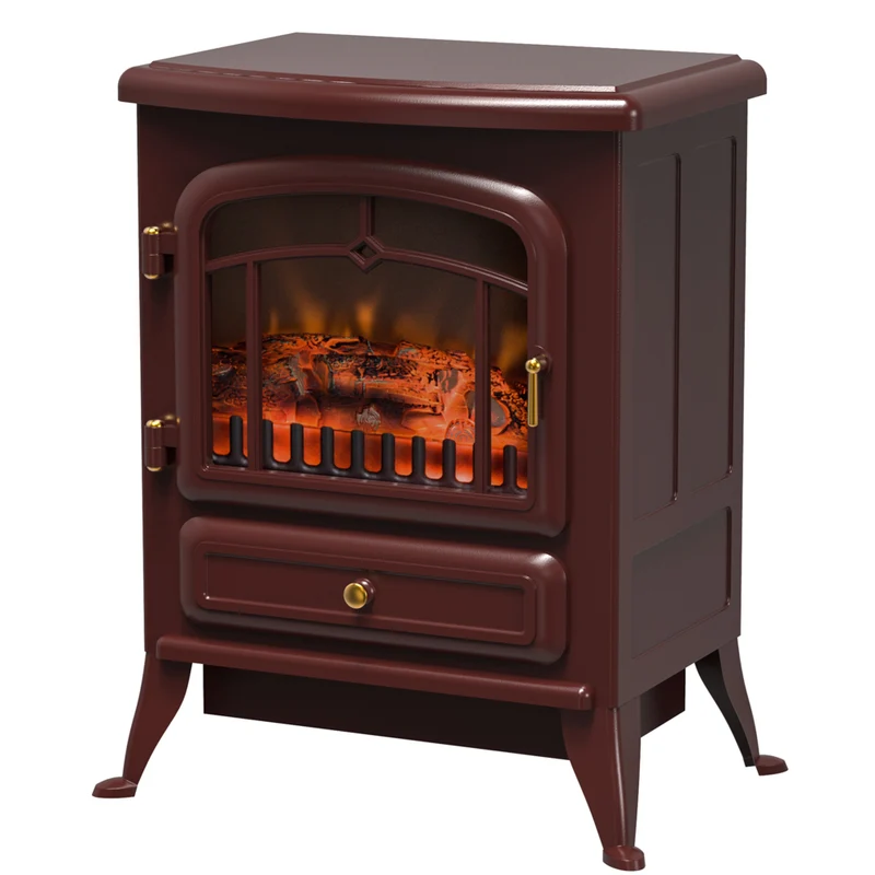 HOMCOM - Foyer électrique portatif sur pied 16 po, 750/1500 W, rouge