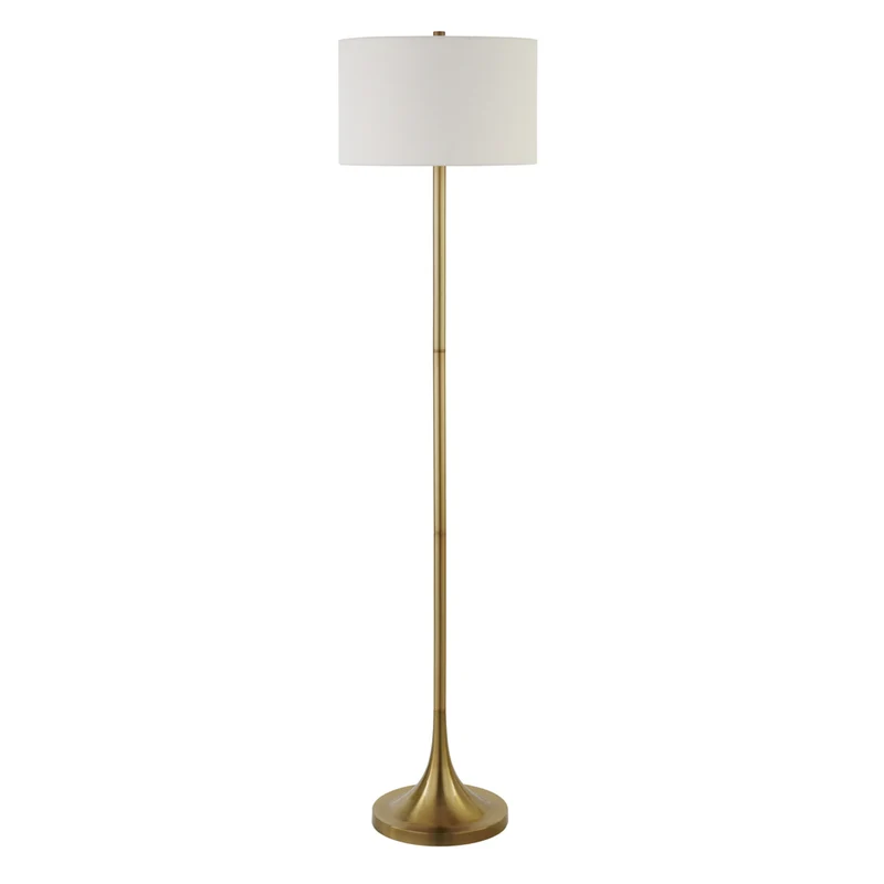 Hudson&Canal Josephine 62" Tall Floor Lamp with Fabric Shade - Brass/White