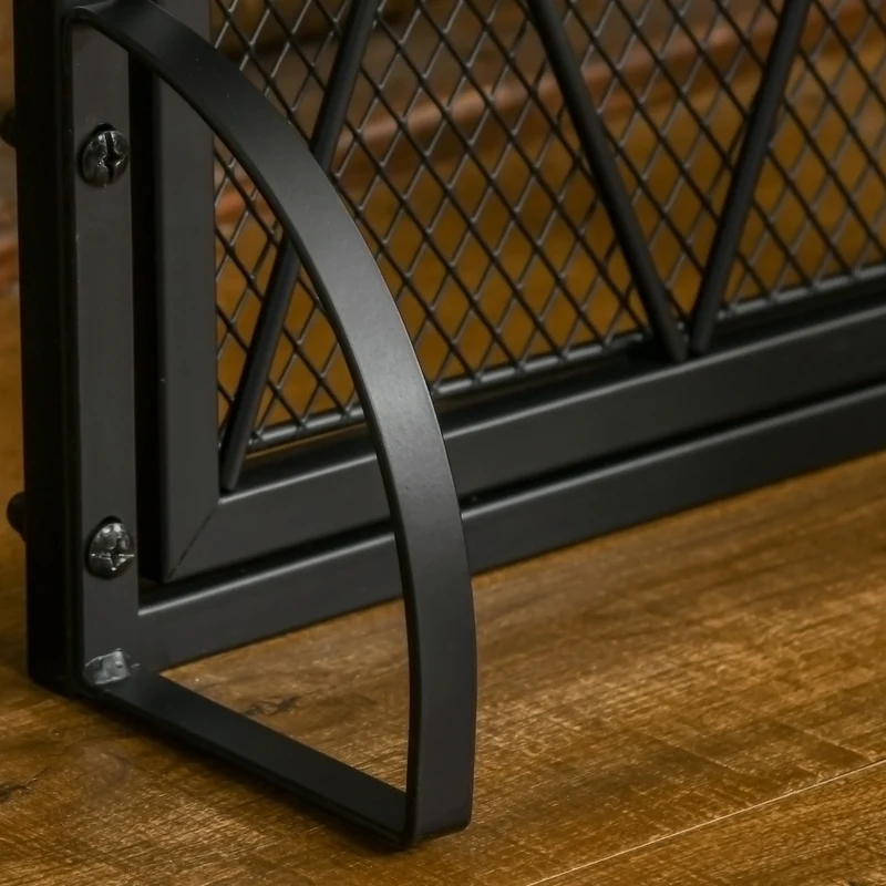 HOMCOM - Pare-étincelles pliant de foyer à 3 panneaux avec porte et écran pare-étincelles, noir