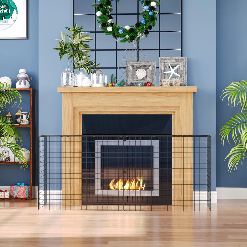 HOMCOM - Pare-étincelles de foyer extensible en acier avec écran de protection, noir