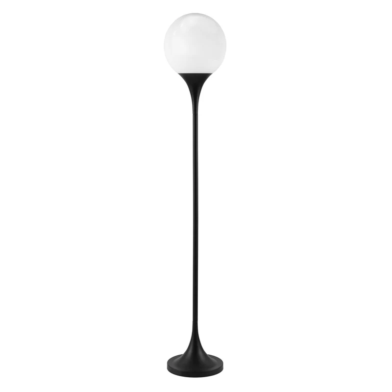 Hudson&Canal - Lampadaire Torchère Mahdi avec abat-jour en verre - Bronze noirci/Blanc lait