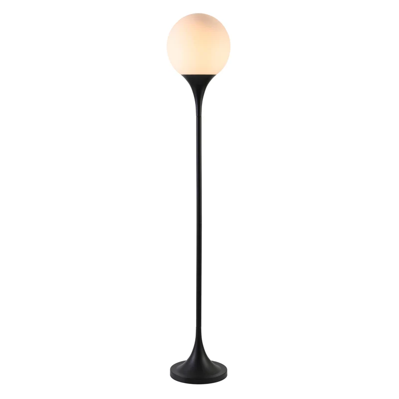 Hudson&Canal - Lampadaire Torchère Mahdi avec abat-jour en verre - Bronze noirci/Blanc lait