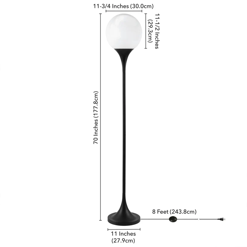 Hudson&Canal - Lampadaire Torchère Mahdi avec abat-jour en verre - Bronze noirci/Blanc lait