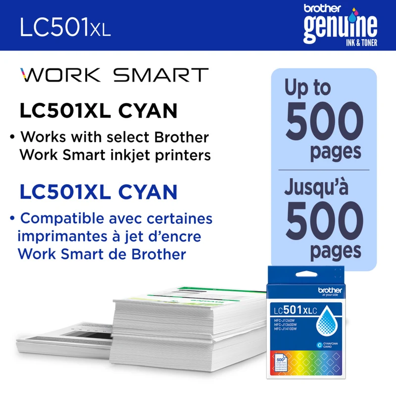 Brother - LC501XLCS Cartouche d’encre cyan authentique à haut rendement