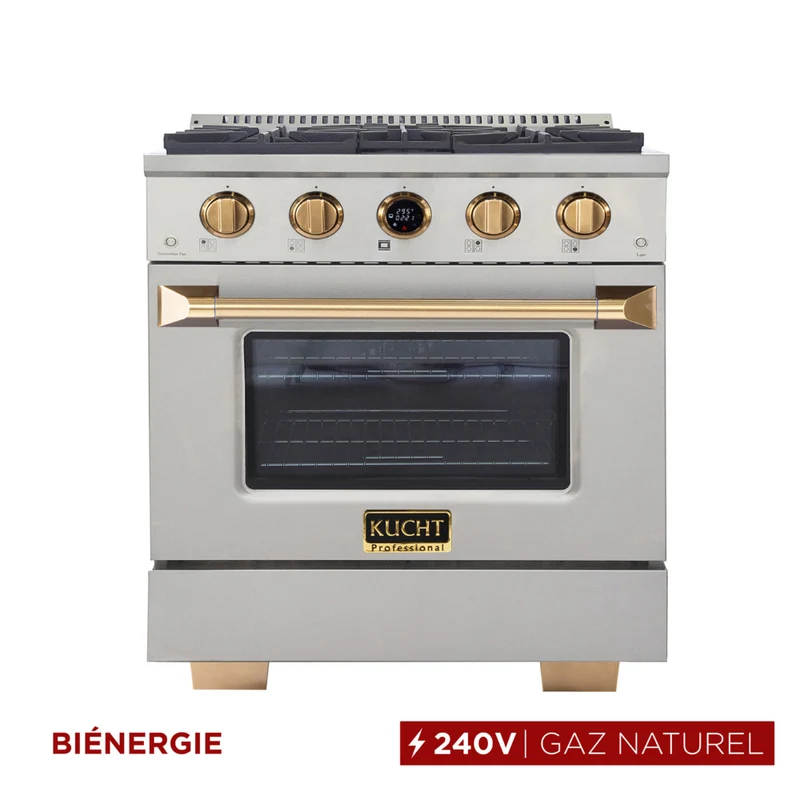 Kucht - 30 po Série KXP Cuisinière double énergie Gaz naturel - Acier inoxydable/Or