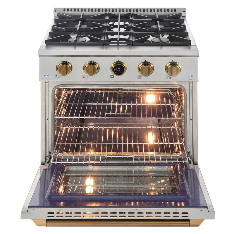 Kucht - 30 po Série KXP Cuisinière double énergie Gaz naturel - Acier inoxydable/Or