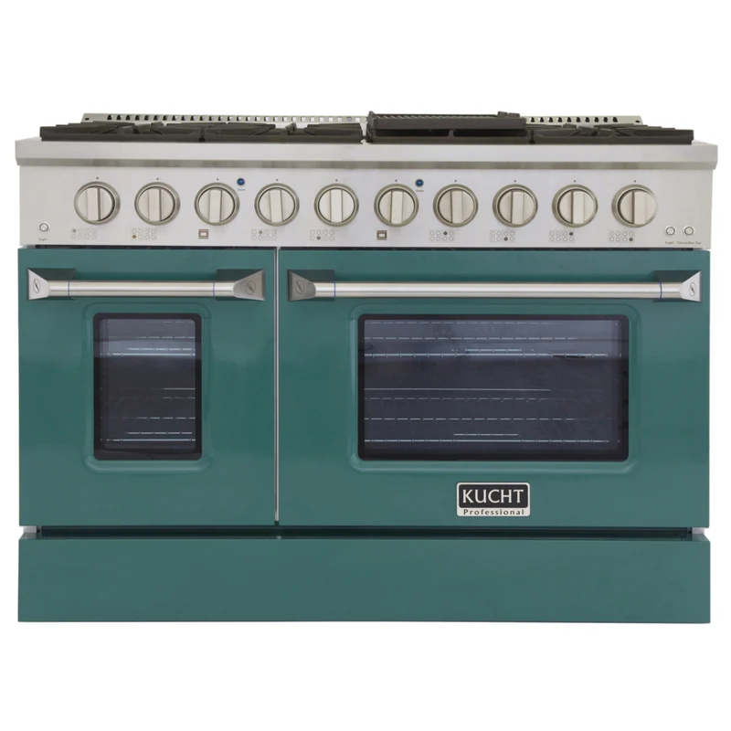 Kucht - 48 po Série KNG Cuisinière Pro Style au gaz naturel - Acier inoxydable/Vert