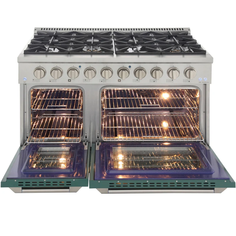 Kucht - 48 po Série KNG Cuisinière Pro Style au gaz naturel - Acier inoxydable/Vert