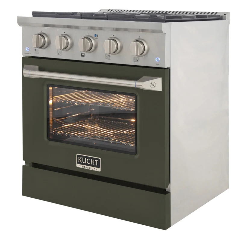 Kucht 30" KNG Series Pro Style Propane Gas Range - Stainless Steel/Olive Green