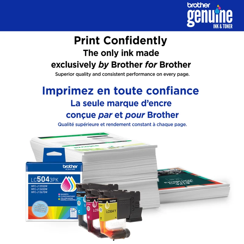 Brother - LC504 Cartouches d’encre cyan, magenta, jaune authentiques à rendement standard