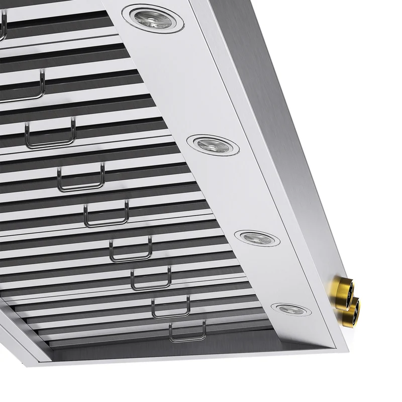 KUCHT KRH600-GL 60" 1200 CFM Under‑Cabinet Range Hood with Digital Controls - Stainless Steel/Gold