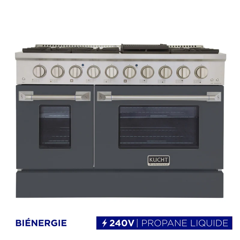 Kucht - 48 po Série KDF Cuisinière Pro Style à double combustible - Acier inoxydable/Gris ciment