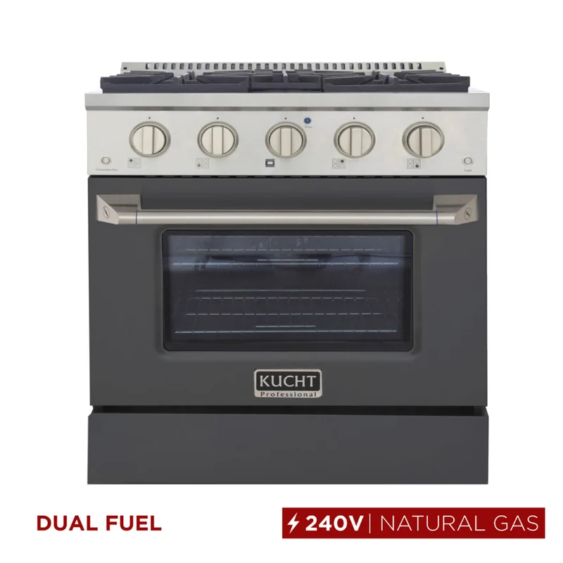 Kucht - 30 po Série KDF Cuisinière Pro Style au gaz naturel - Acier inoxydable/Gris ciment
