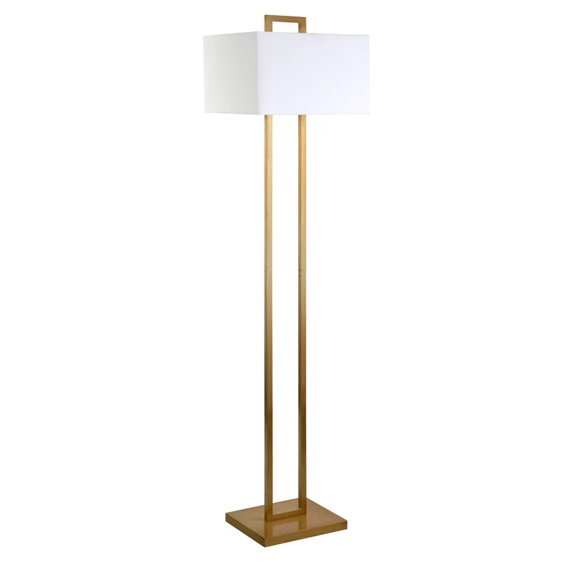 Hudson&Canal Adair 68" Tall Floor Lamp with Fabric Shade - Brass/White