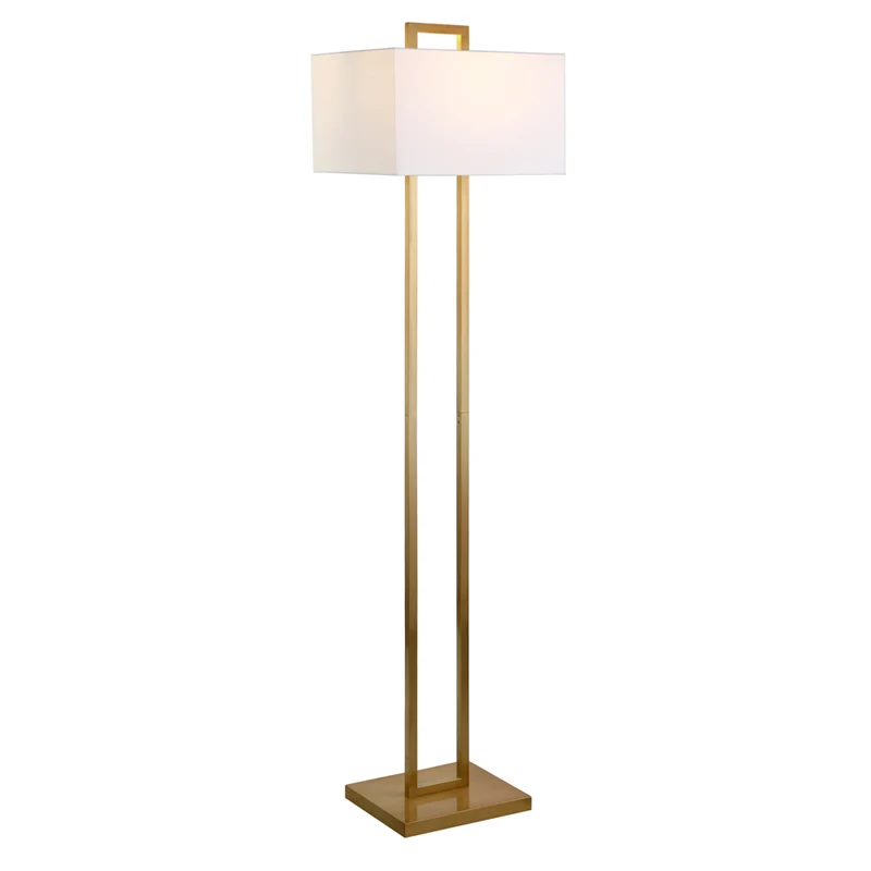 Hudson&Canal Adair 68" Tall Floor Lamp with Fabric Shade - Brass/White