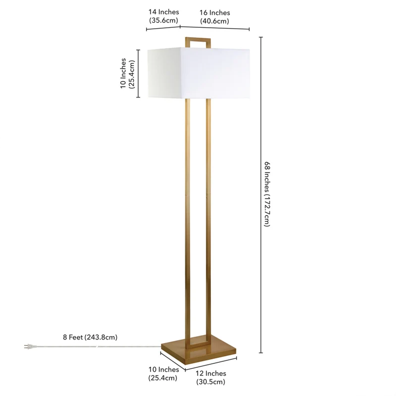 Hudson&Canal Adair 68" Tall Floor Lamp with Fabric Shade - Brass/White
