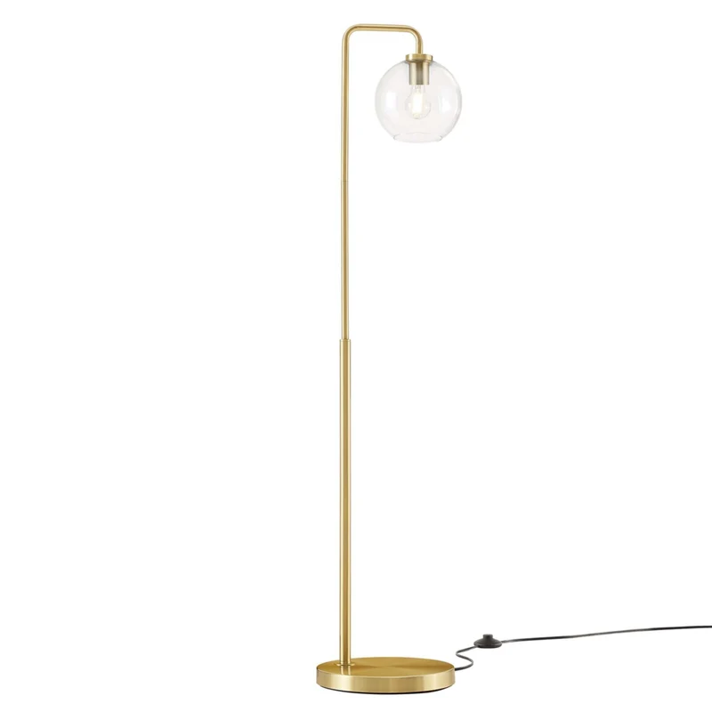 Modway - Silo Globe de verre Verre et métal Lampe sur pied, Laiton en satin