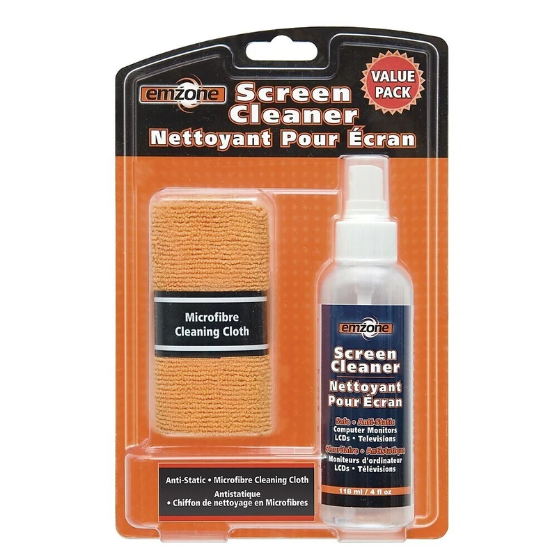 Emzone - Nettoyant pour écran et chiffon en microfibres, paquet économique - Paquet de 12