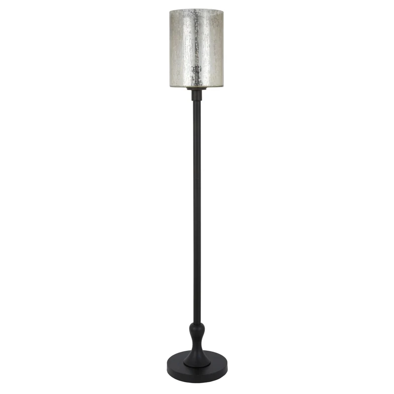 Hudson&Canal - Lampadaire Numit de 175 cm de haut avec abat-jour en verre - Bronze noirci/verre mercure