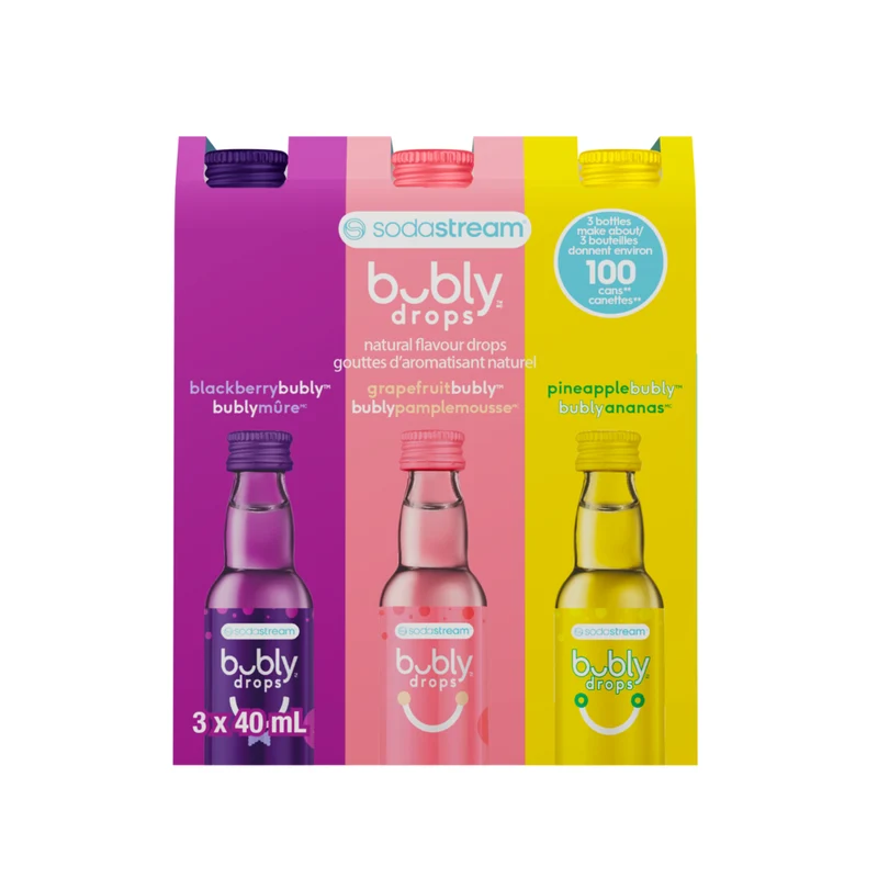 SodaStream Bubly Variety Drops - Blackberry, Grapefruit, Pineapple - 40 mL - 3 Pack