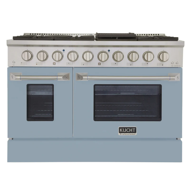 Kucht - 48 po Série KNG Cuisinière Pro Style au gaz propane - Acier inoxydable/Bleu pâle