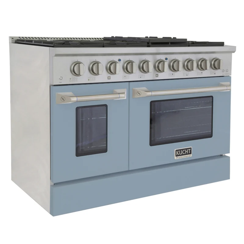 Kucht - 48 po Série KNG Cuisinière Pro Style au gaz propane - Acier inoxydable/Bleu pâle