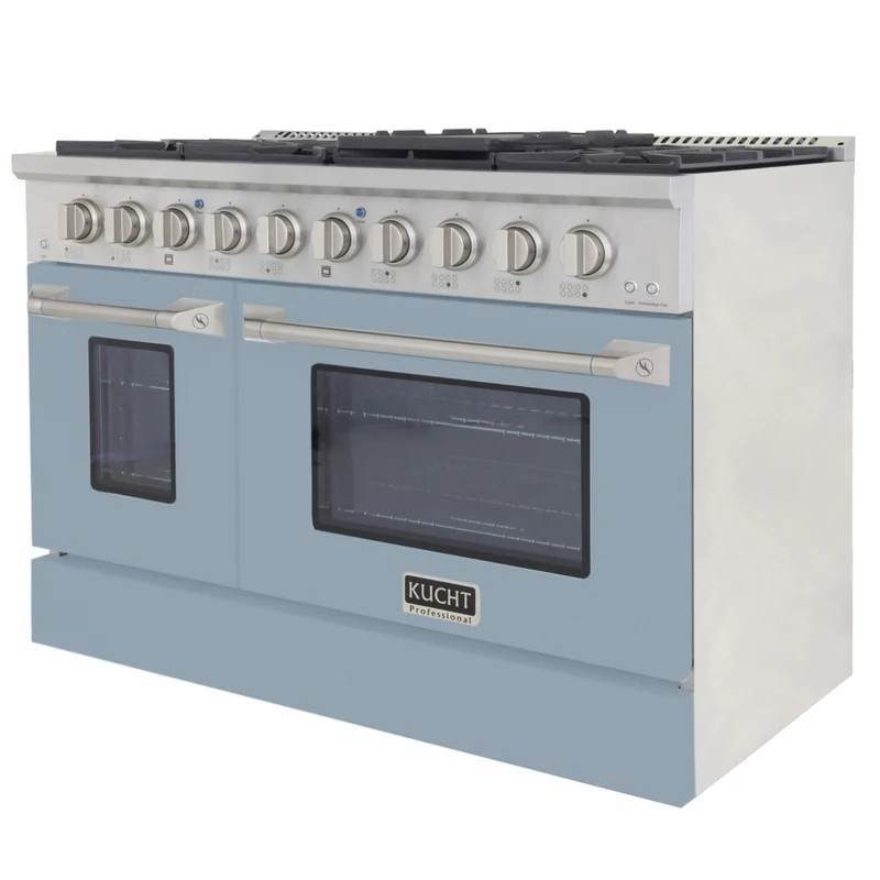 Kucht - 48 po Série KNG Cuisinière Pro Style au gaz propane - Acier inoxydable/Bleu pâle
