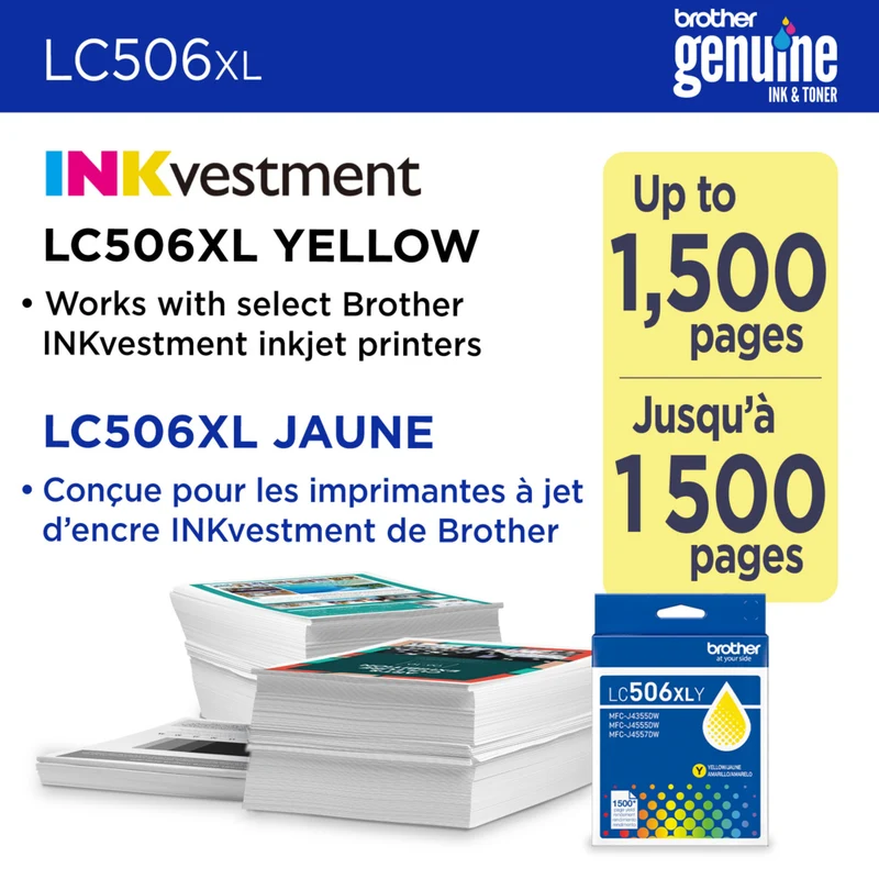 Brother Genuine LC506YS Ink Cartridge - High Yield - Yellow