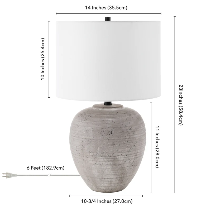 Hudson&Canal - Lampe de table en céramique Shira (58 cm) avec abat-jour en tissu - Terre cuite froide/blanc