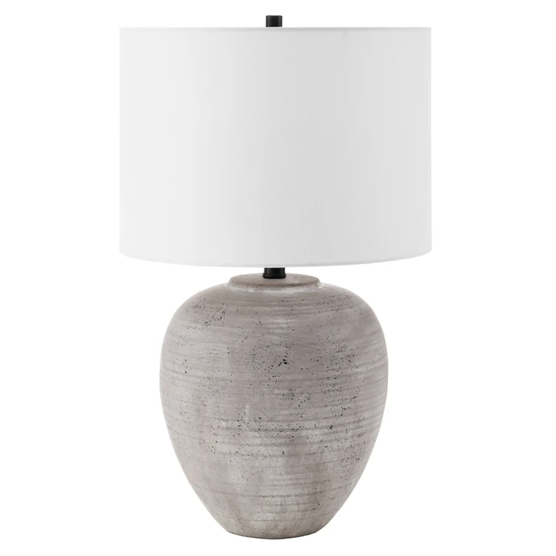 Hudson&Canal Shira 23" Tall Ceramic Table Lamp with Fabric Shade - Cool Terracotta/White